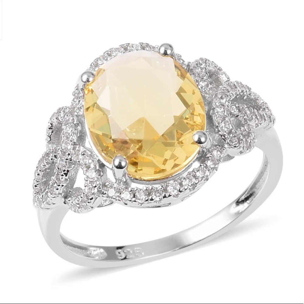 Yellow and white CZ SS ring